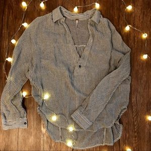 Free People Striped Woven Top